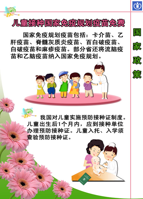 中国健康教育网-宣传画/海报-儿童接种国家免疫规划